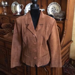 Brown suede leather women’s jacket